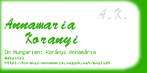 annamaria koranyi business card