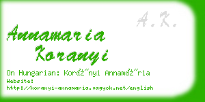 annamaria koranyi business card